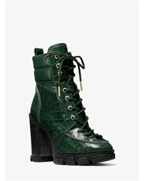 Michael Michael Kors Ridley Crocodile embossed lace up Boots